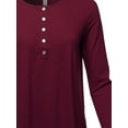 thumbnail image 4 of A2Y Women's Premium Solid Long Sleeve Dolphin Hem Shell Button Henley Top Shirt Dark Burgundy 3XL, 4 of 6