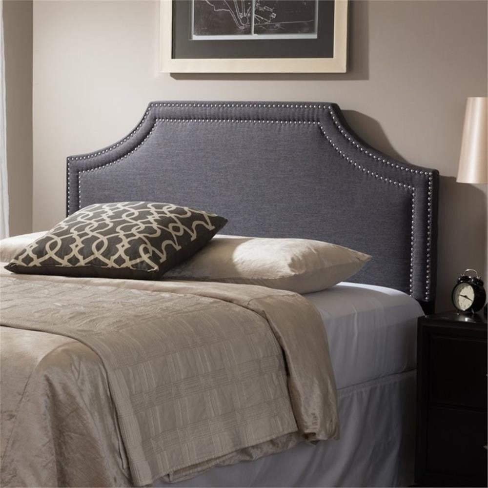 Bowery Hill Fabric Upholstered Queen Headboard with Wood Frame in Gray