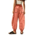 thumbnail image 4 of ManxiVoo Women Casual Wide Leg Pants with Pockets Soft Lounge Drawstring Trousers for Daily Use XL Size Orange, 4 of 6