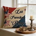 thumbnail image 5 of Patriotic Decor-Throw Pillow Covers,4th of July Linen USA Flag Pillow Case for Independence Day,Memorial Day,Veteran's Day,American Summer Outdoor Red White Blue Decorations, 5 of 5