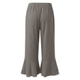 thumbnail image 4 of Capris for Women Elastic Waist New Linen Capri Pants for Women Summer Casual Wide Leg Drawstring Elastic Waist Ruffle Hem Capris with Pockets Gray S, 4 of 9