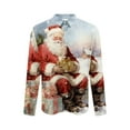 thumbnail image 4 of Handshe Men's Casual Christmas Print Long Sleeve Shirt with Spread Collar, Holiday Flannel Top for Festive Wear and Daily Wear, 4 of 5