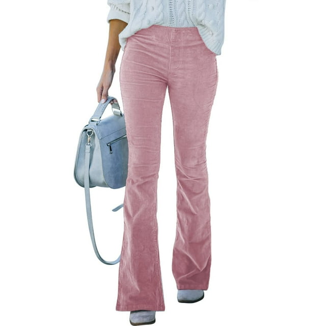 Luxur Women's Wide Leg Flare Pants, Pink, Size S