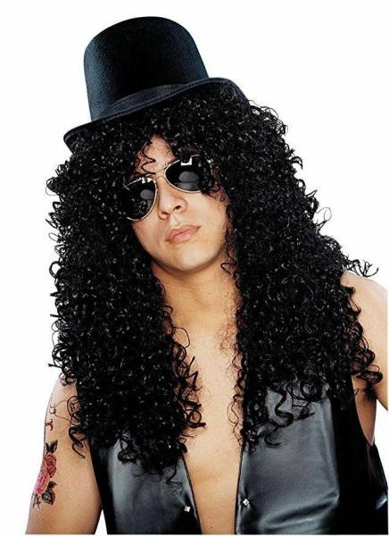 Curly Rocker Deluxe Wig Slash Guns N Roses And Guitar Costume Adult Black 