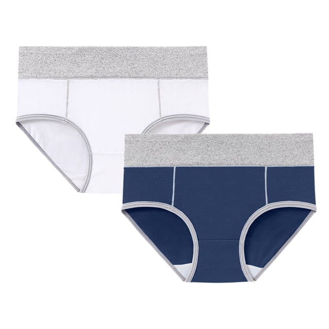 Women's Cotton Underwear High Waist Briefs Soft Underpants Ladies Full Coverage 2 Pack
