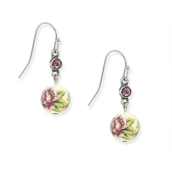 1928 Jewelry Purple Crystal Flower Drop Earrings