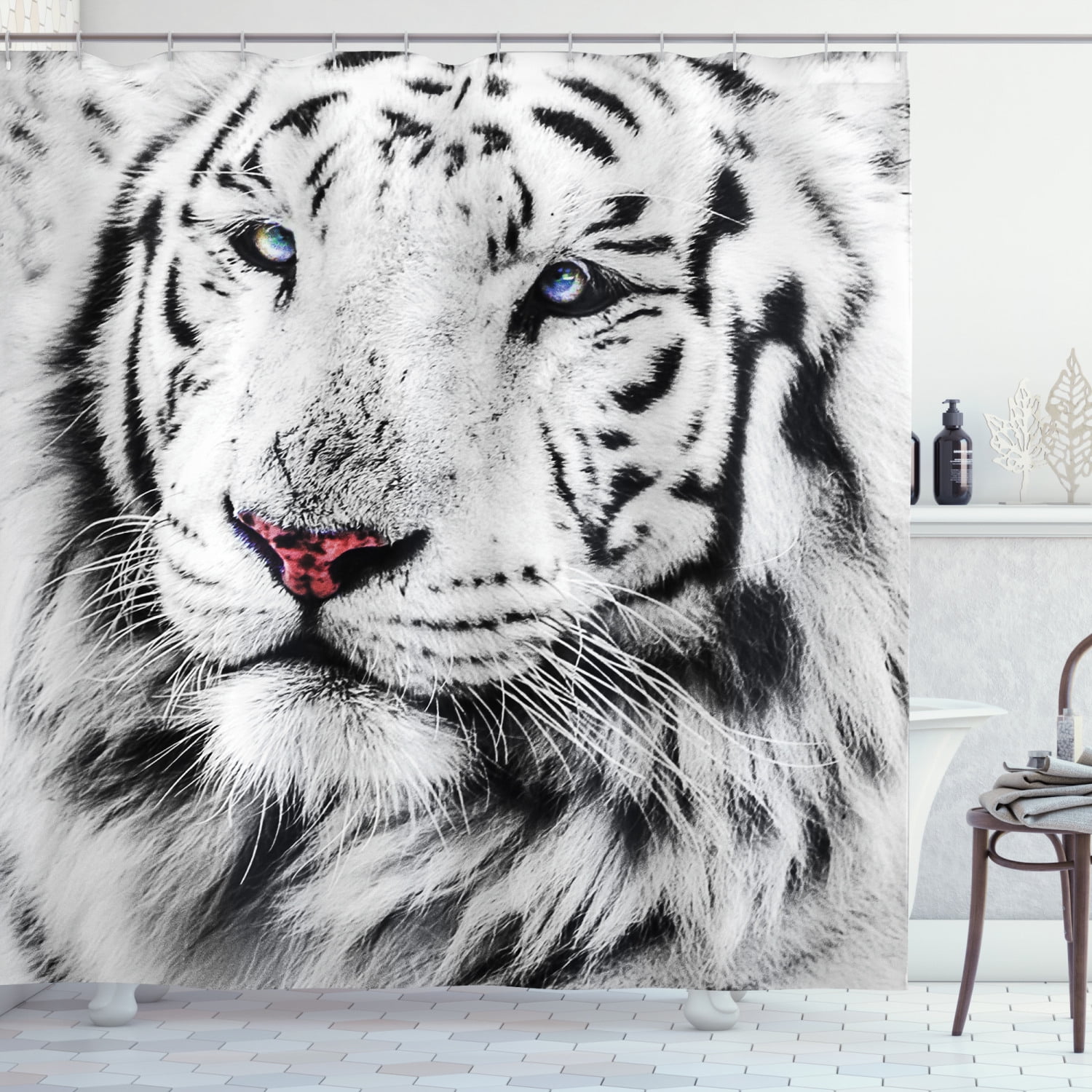 US Wildlife Tiger Shower Curtain Anti-slip Bath Mat Pedestal Toilet Cover Rug US Wildlife Tiger Shower Curtain Anti-slip Bath Mat Pedestal Toilet Cover Rug