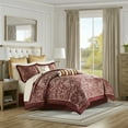 thumbnail image 7 of Madison Park 12-Piece Cal King Comforter Set with Cotton Sheet Set Faux Silk Down Alternative Bed in a Bag, Red Paisley Jacquard, 7 of 7