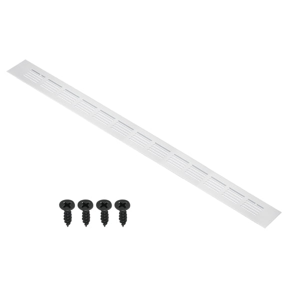 Uxcell 20"x2" Rectangle Air Vent Cover Door Grille Ventilation Cover Louvered with Screws for Cabinet Silver Tone