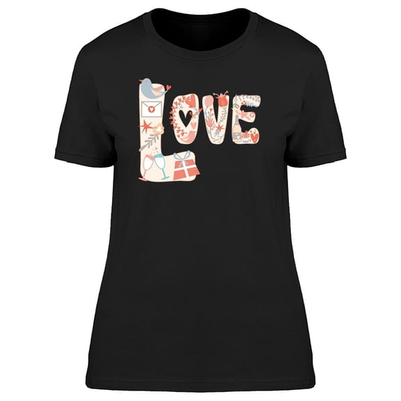 Love Made Of Multiple Doodles Tee Women's -Image by Shutterstock