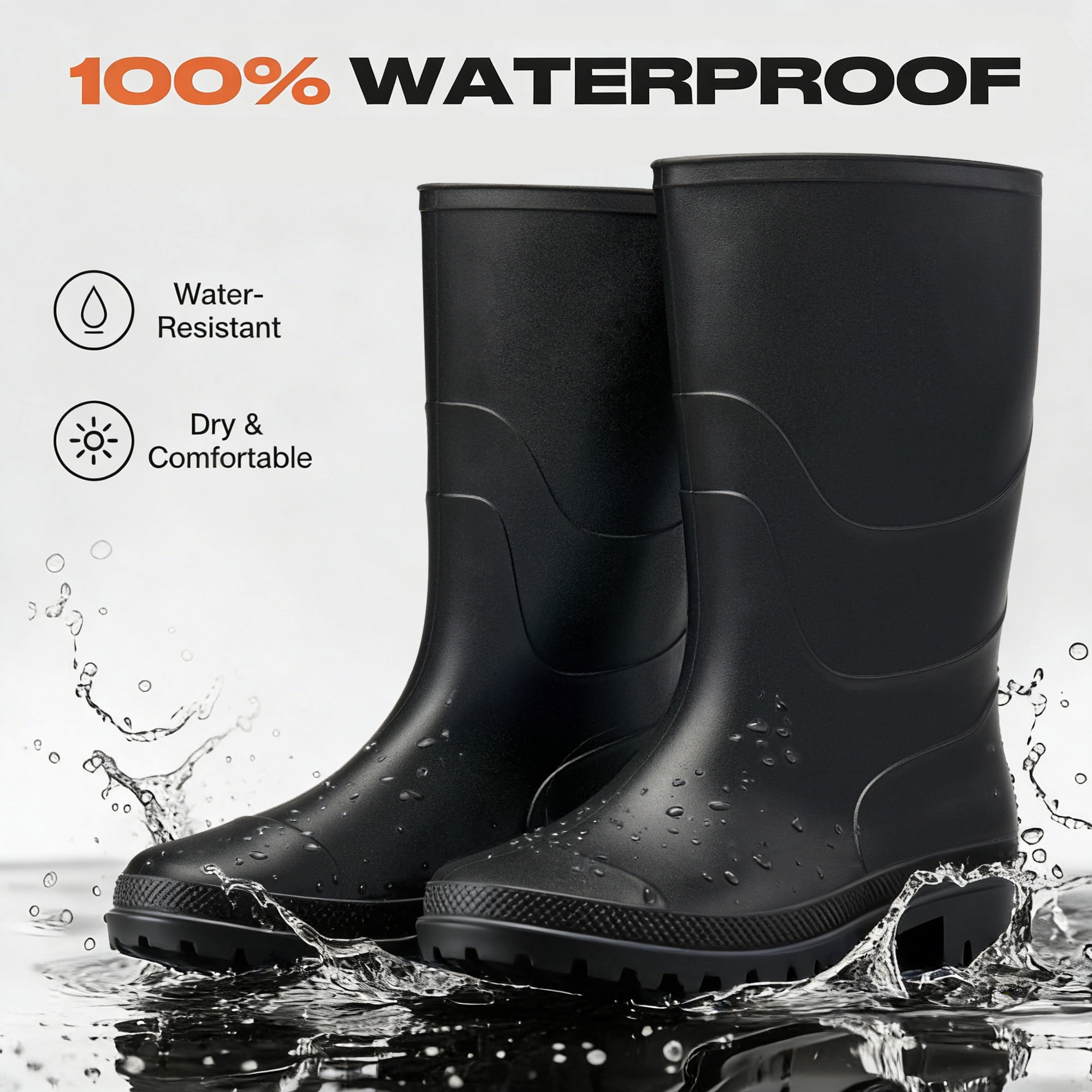 MeMoride Men's Waterproof Rain Boots Mid Calf Rubber Boots for Fishing Farming Gardening