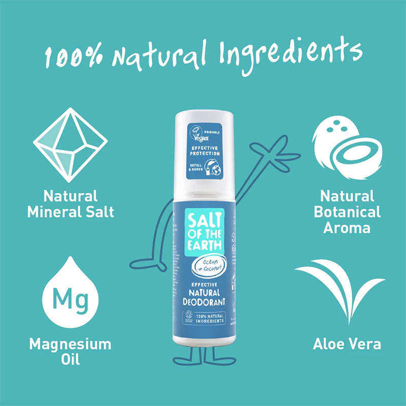 Salt Of The Earth Ocean + Coconut Natural Spray Deodorant 100ml (Pack of 3)