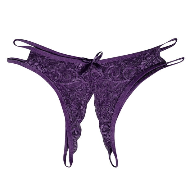 Underwear Women Seamless Hipster Crotchless Bikini Lace Half Back