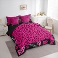 thumbnail image 2 of Castle Fairy Y2K Abstract Skull King Bedding 7pcs,Edgy Leopard Paw King Bed in a Bag,Hot Pink Black,Black Reversible, 2 of 7