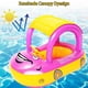 thumbnail image 3 of Flotador de piscina inflable para bebé con dosel, barco flotante de natación en forma de coche de PVC grueso con sombrilla para bebés, niños, playa de verano, juego al aire libre, 3 of 7