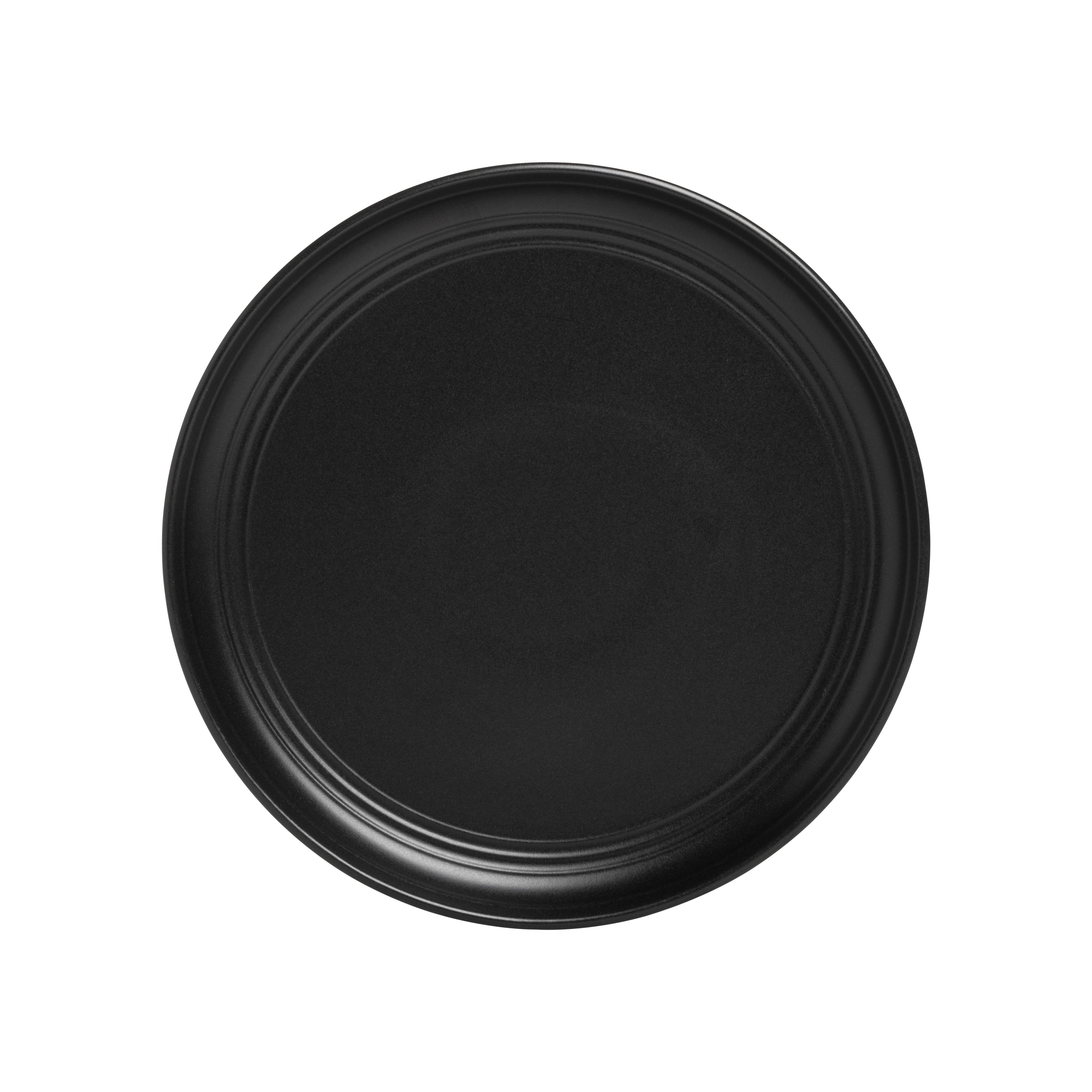 10 Strawberry Street Double Line 8.25" Round Stoneware Salad Plate, Set of 6, Matte Black