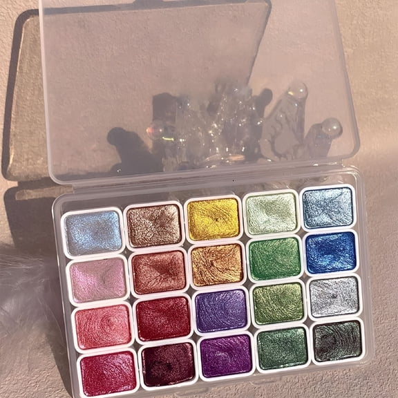 CCOCC Shifting Watercolor Painting Set,Color Shifting Watercolor Paint,20 Colors Glitter Metallic Watercolor Paints,Shimmer Portable Professional Water Color Paint for Adults