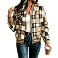 thumbnail image 4 of Xijirk Women Plaid Bomber Jacket Zip Up Long Sleeve Ribbed Trim Outerwear for Spring Fall Casual Daily Street Wear, 4 of 6
