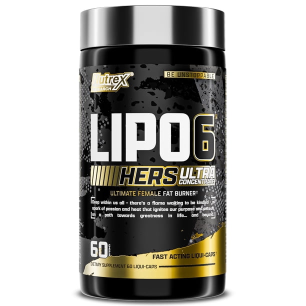 Nutrex Research Lipo-6 Black Hers Ultra concentrado | Pastillas para bajar de peso para mujeres | Quemador de grasa, supresor del apetito, potenciador del metabolismo para bajar de peso + soporte para
