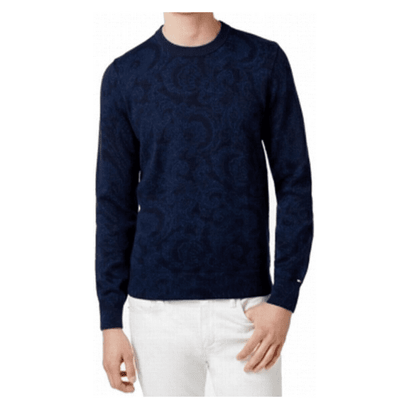 Tommy Hilfiger Mens Paisley Cotton Sweater, Modern Dandy, Size M