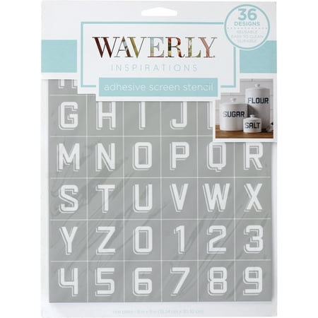 Waverly Inspirations Adhesive Silkscreen Stencil, Shadow Font Pattern, 8 in x 9 in