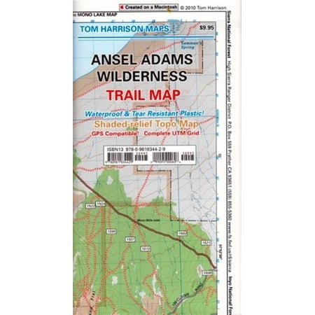 Ansel Adams Wilderness Trail Map Shaded Relief Topo Map