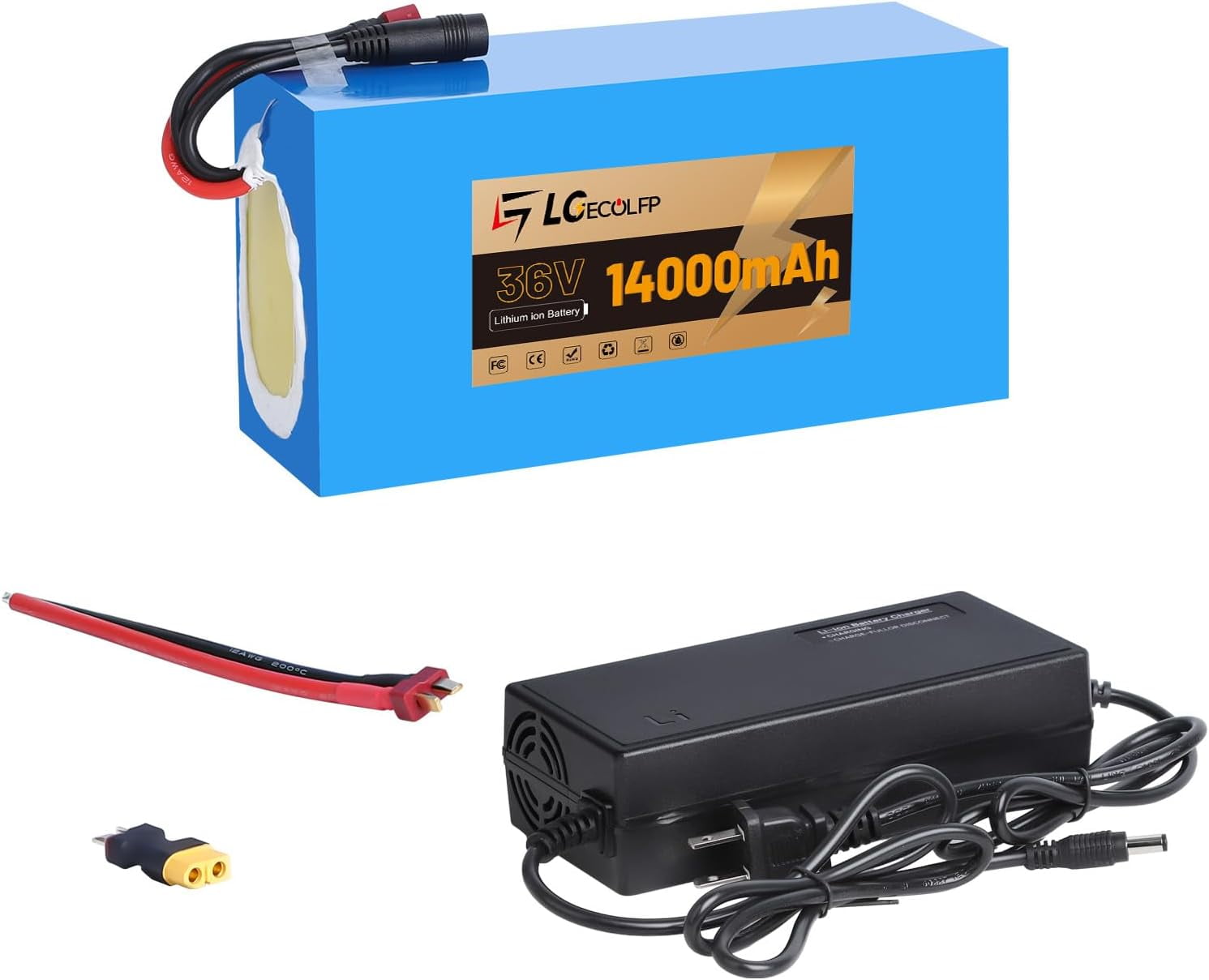 Ebike Battery 36V 16AH Lithium Battery Pack with 30A BMS for Electric Scooter Bicycles Motorcycle