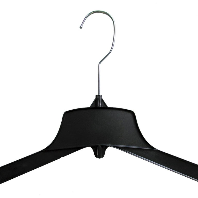 Hanger Central Recycled Black Heavy Duty Plastic Outerwear Coat Jacket  Hangers with Long Polished Metal Swivel Hooks, 17 Inch, 25 Pack 