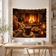 thumbnail image 5 of Hot Chocolate by a Stone Fireplace with Cookies and Candles, Peaceful Rustic for Cocoa Lovers, Winter Hearth Decor, Christmas Gift, Tapestry Wall Hanging for Kitchen and Den, 5 of 7