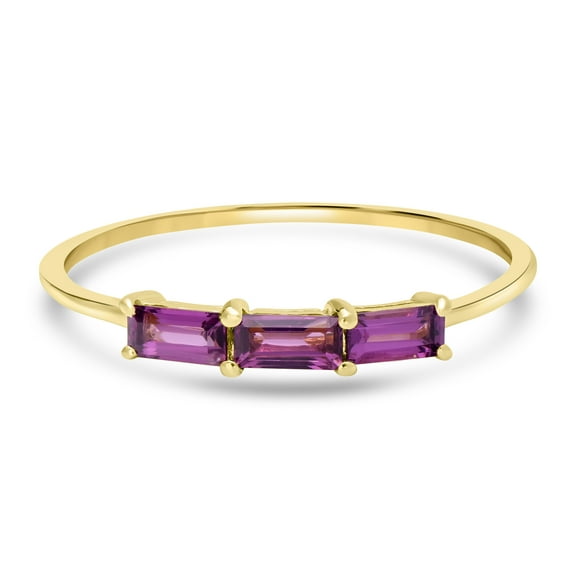 Gemistry Womens & Girls 0.45 Ct Baguette Rhodolite Gemstone Midi Ring in Sterling Silver Gift for Her