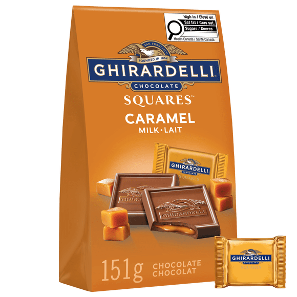 Carrés de chocolat au lait au caramel de GHIRARDELLI – Sachet (151 g)