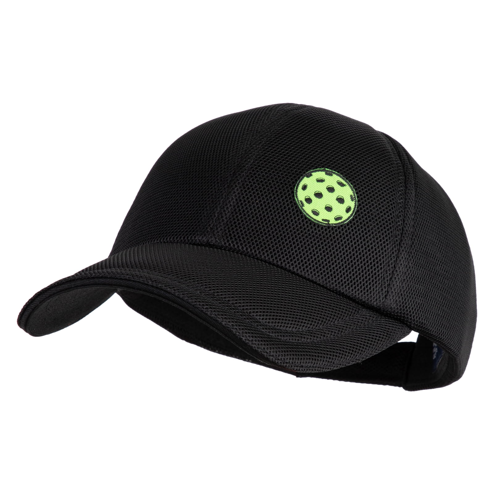 Pickleball Balls Embroidered Iron on Patched Deluxe Performance Mesh Cap - Black OSFM