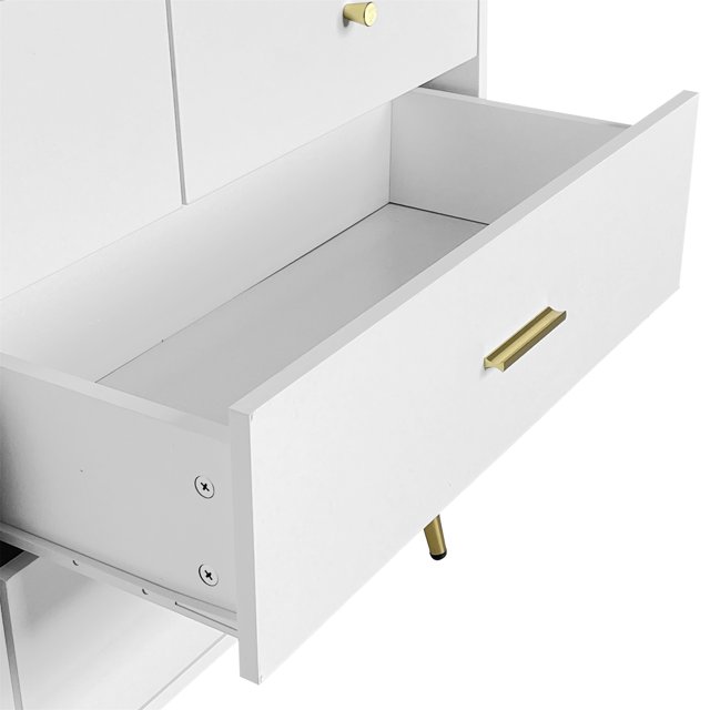 Kadyn Seven Drawers Large Chest of Drawer Cabinet with Golden Handle and Golden Legs White Color Kadyn Seven Drawers Large Chest of Drawer Cabinet with Golden Handle and Golden Legs White Color