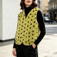 thumbnail image 2 of Guluxicc Women's Fleece Polka Dot Vests Button Down V Neck Sleeveless Jackets with Pockets for Everyday Fall Winter Vests, 2 of 5