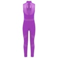 thumbnail image 4 of Yanarno Girls Rhinestone Gymnastics Leotards Ballerina Dance Costume Mock Neck Key Hole Back Figure Purple 6, 4 of 7