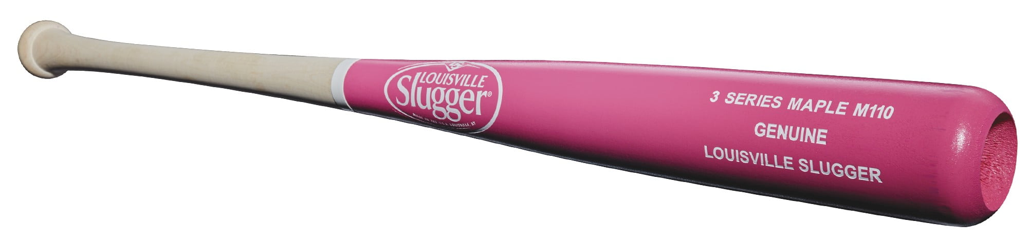 Louisville Slugger Genuine S3 Maple M110 Wood Bat, Natural/Pink