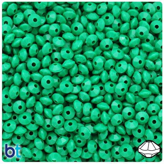 BeadTin Green Opaque 6mm Faceted Rondelle Plastic Beads (1350pcs)