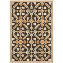 SAFAVIEH Veranda Leptis Geometric Indoor/Outdoor Area Rug, 6'7" x 9'6", Chocolate/Terracotta