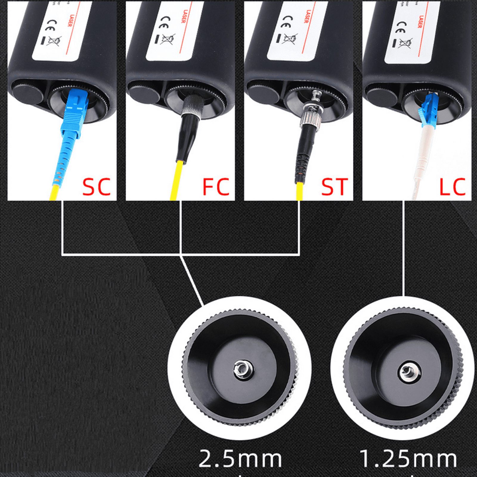200x Handheld Fiber Optic Microscope Inspection Tool with 1.25mm/ 2.5mm Adapter, Fiber Cable Microscope Detector