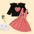thumbnail image 4 of Vestido Para Niñas, Ropa Para Niñas Recién Nacidas, Manga Larga, Estampado De Corazones De San Valentín, Conjunto De Falda Con Tirantes, Rojo Odeerbi LM103-693, 4 of 9