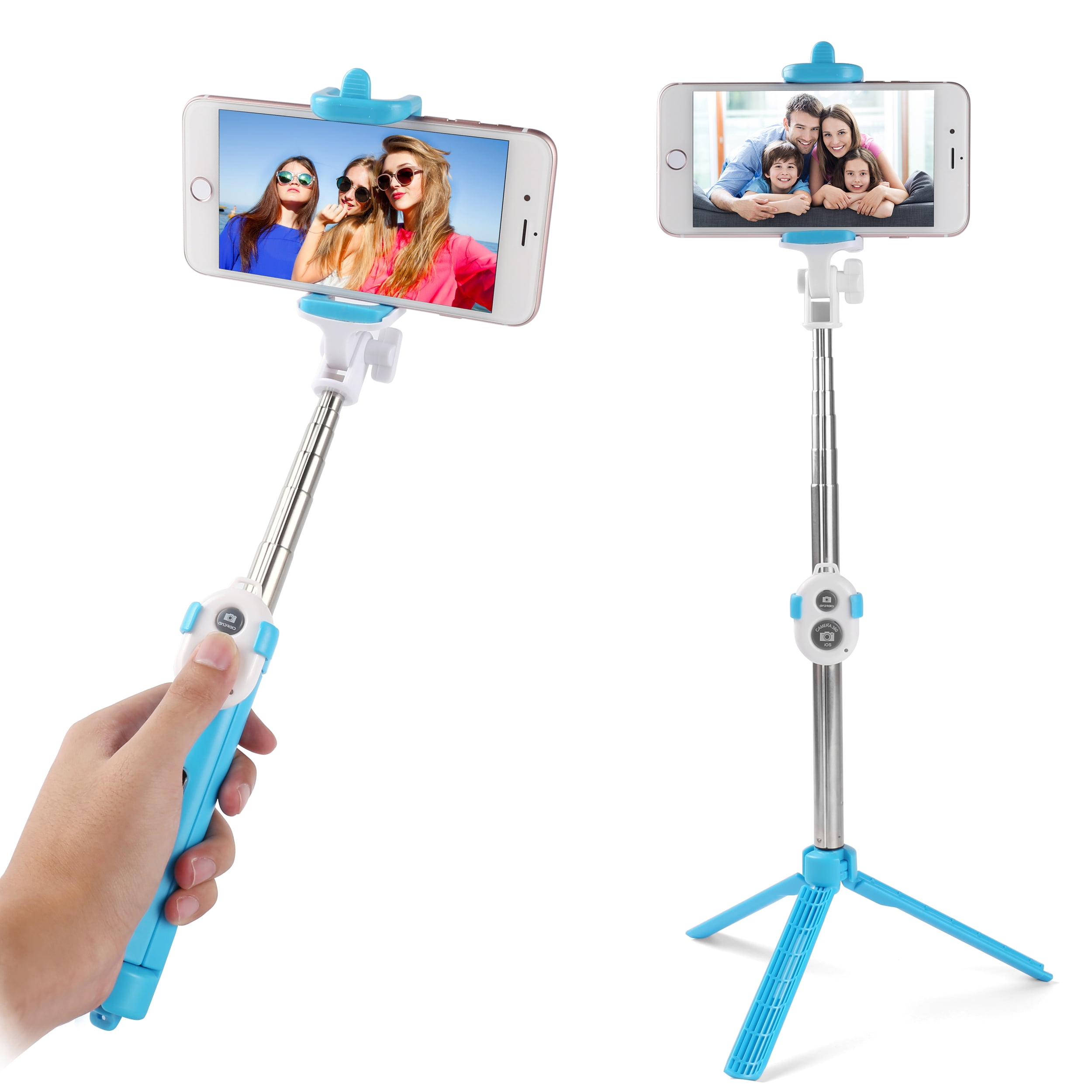 Portable Wireless Remote Control Selfie Stick and Mini Tripod with Tempered Glass Screen Protector for iPhone X