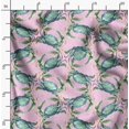 thumbnail image 2 of Soimoi Pink Modal Satin Fabric Crabs Ocean Decor Fabric Printed Yard 42 Inch Wide, 2 of 6