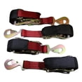 thumbnail image 3 of Qty 4 Axle Strap Tie Downs 24" Long & Qty 4 Ratchet Tow Straps Car Haulers | RED, 3 of 10