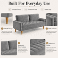thumbnail image 6 of Neche 59" Velvet Spring Sofa Couch for Living Room, Office, Small Space, Solid Wood Leg, One Box, Gray, 6 of 11