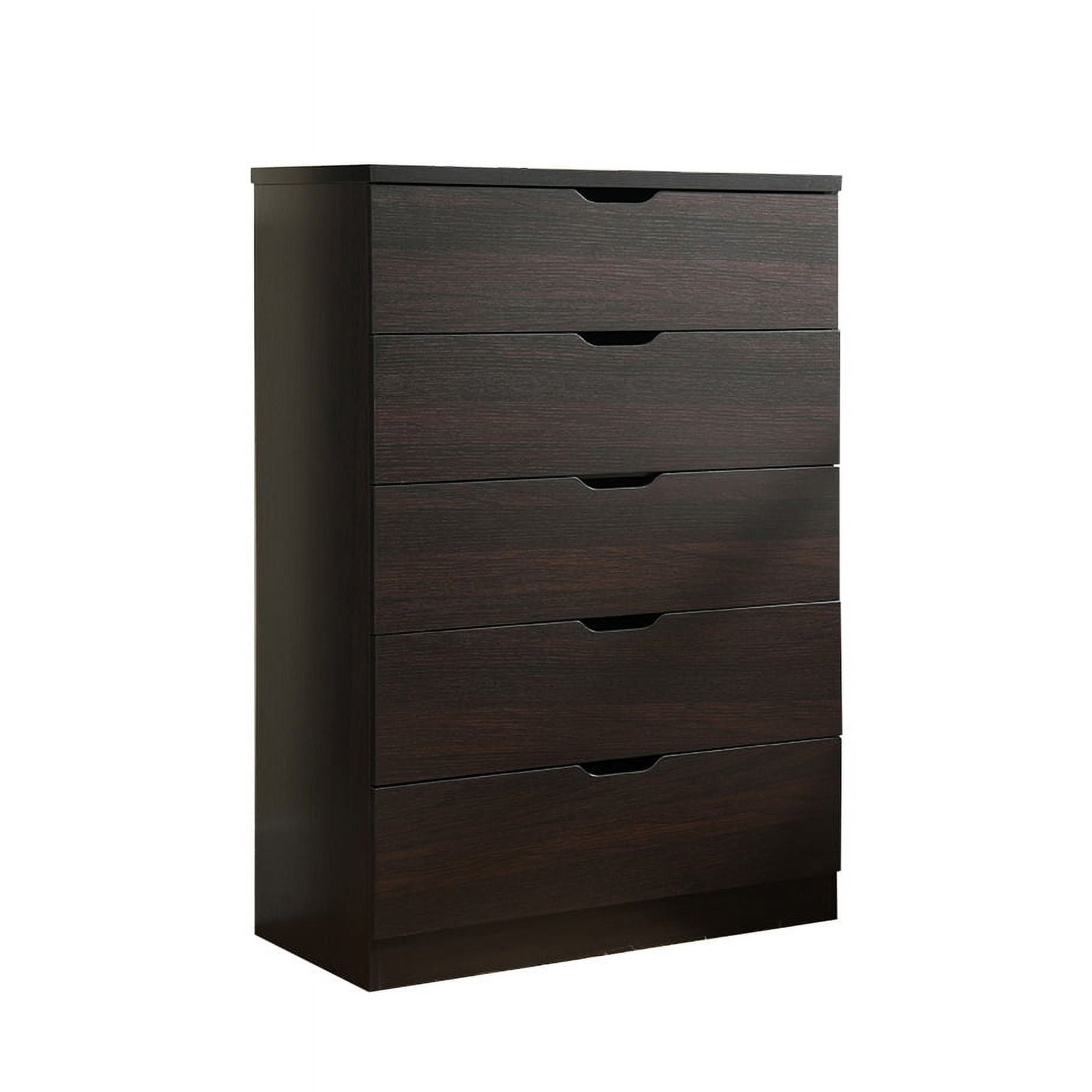 Aukfa 5 Tall Drawer Dresser Wide Chest of Drawers for Bedroom Entryway Living Room,Chocolate