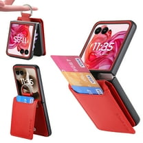 Allytechgroup for Motorola Razr 2024/2025 Wallet Case, PU Leather with Ring Holder Stand Cards Slots Support Magnetic Car Phone Mount Shockproof Wallet Case Cover for Moto Razr 50/60, Red