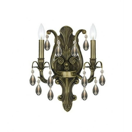 

Hastings Spur Two Light Wall Sconce in Classic Style 12.5 inches Wide By 16 inches High-Antique Brass Finish-Swarovski Strass Crystal Type-Clear