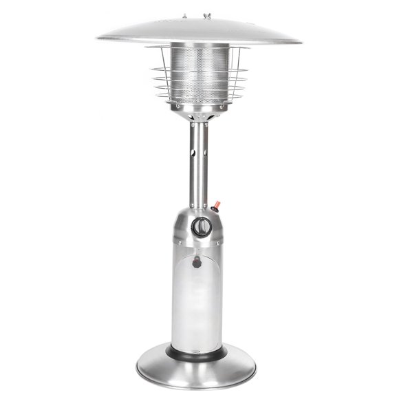 Fire Sense 60262 Portable Patio Heater Outdoor Tabletop Lightweight Propane 10,000 BTU Auto-Shutoff Valve CSA Approved - Stainless Steel