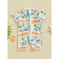 thumbnail image 5 of JYYYBF Little Boys Short Sleeve Swimsuit Round Neck Whale Print Zip UP Rash Guard Swimwear Sun Protection Infant Toddler Bathing Suit, 5 of 7