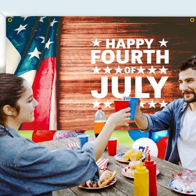 Xihbxyly Pancarta Del Día de La Independencia, Telón de Fondo Festivo de Tela, Decoración de Poliéster Duradera, Diseño Fácil de Colgar, para Fiestas Al Aire Libre, Eventos de Celebración, Solución L